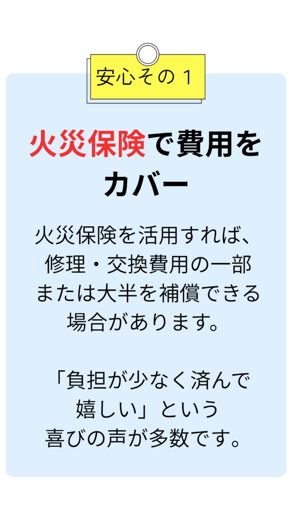 安心その1 火災保険で費用をカバー